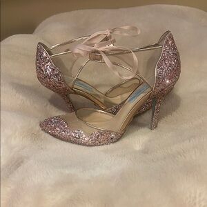 Elegant Pink Glitter Heels